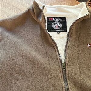 Men's Taupe Zip-Up Sweater